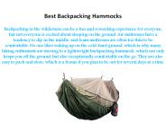 Best Backpacking Hammocks