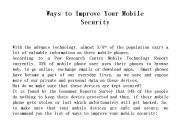 Ways to Improve Your Mobile Security