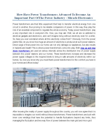 How have power transformers advanced to become an important part of the power industry   miracle elec