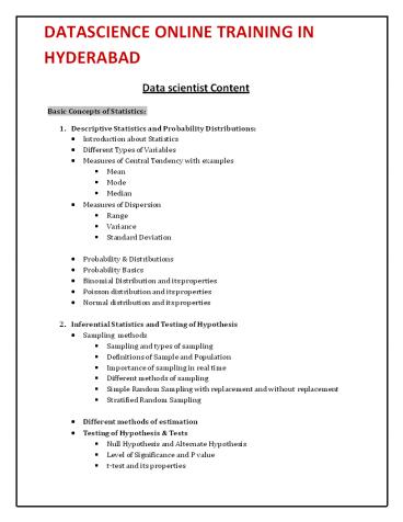 Datascience online training in hyderabad