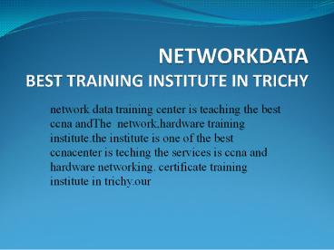 NETWORK DATA CENTER IN TRICHY