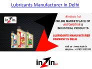 Lubricants Manufacturer In Delhi