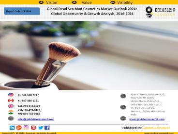 Global Dead Sea Mud Cosmetics Market Outlook 2024:  Global Opportunity & Growth Analysis, 2016-2024