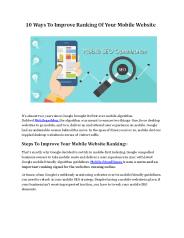 10 Ways To Improve Ranking Of Your Mobile Website