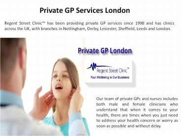 Private GP Services London