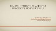 Billing Issues that affect a Practice’s Revenue Cycle