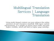 Multilingual Translation Services | Language Translation