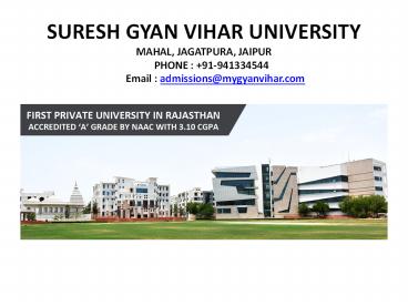 Top & Best Private Engineering University in Jaipur 2018