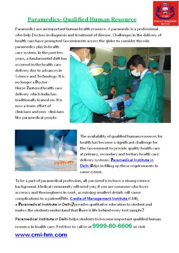 Paramedical Institute in Delhi NCR