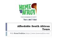 Affordable South African  Tours