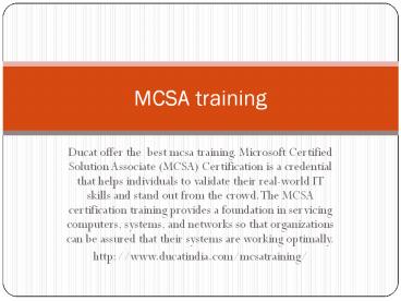 mcsa training