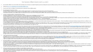 Next Generation Affiliate Evaluation need to you order it