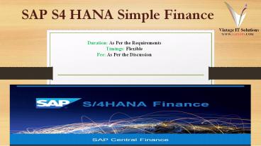 SAP Simple Finance PPT | SAP Simple Finance Overview