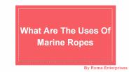 What Are The Uses Of Marine Ropes?