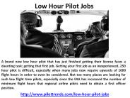 Low Hour Pilot Jobs