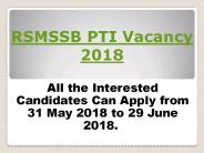 RSMSSB PTI Recruitment 2018