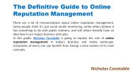 Nicholas Constable gives 4 reason why online reputation management