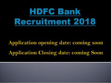 HDFC Bank recruitment 2018