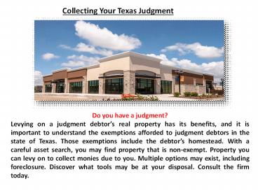 Collecting Your Texas Judgment