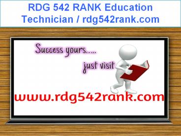 RDG 542 RANK Education Technician / rdg542rank.com