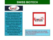 Swiss Biotech - Third Party Pharma Manufacturers in India