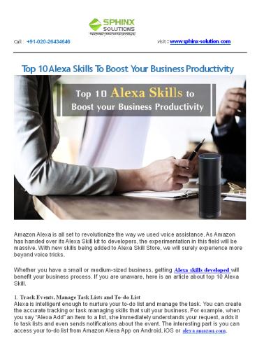 Top 10 Alexa Skills To Boost Your Business Productivity