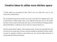 Creative ideas to utilize more kitchen space
