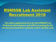 RSMSSB Lab Assistant Recruitment 2018