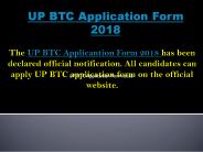 UP BTC Application form 2018