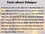Facts about Udaipur