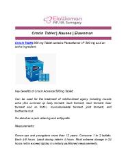 Crocin Tablet | Nausea  | Elawoman