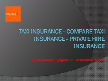 Taxi Insurance – Compare Taxi Insurance | Private hire insurance