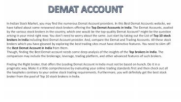 demat account information