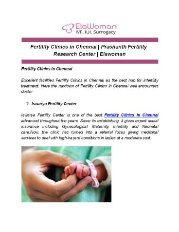 Fertility Clinics in Chennai  | Prashanth Fertility Research Center | Elawoman