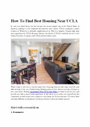How To Find Best Housing Near UCLA