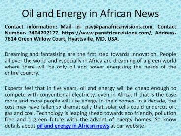Oil and energy in African news