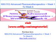 NSG 512 Advanced Pharmacotherapeutics + Week 1 To Week 6