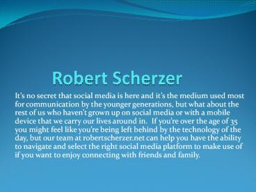 Robert Scherzer Financial Advisor