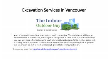 Excavation Services in Vancouver