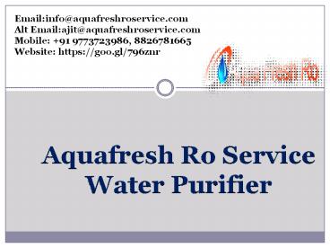 Aquafresh Ro Service Water Purifier in Delhi @9773723986