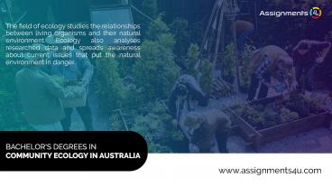 Bachelor's Degrees in Community Ecology in Australia