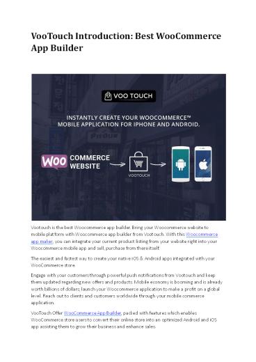 VooTouch Introduction: Best WooCommerce App Builder