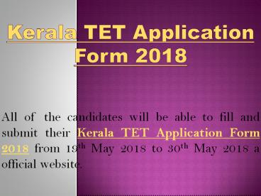 Kerala TET Application form 2018