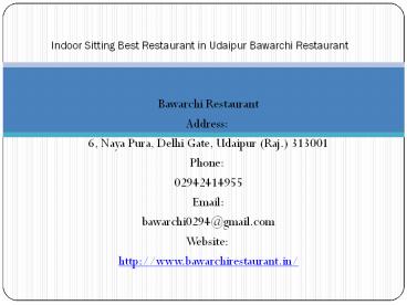 Indoor Sitting Best Restaurant in Udaipur Bawarchi Restaurant