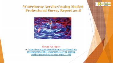 Waterborne Acrylic Coating Market Professional Survey Report 2018