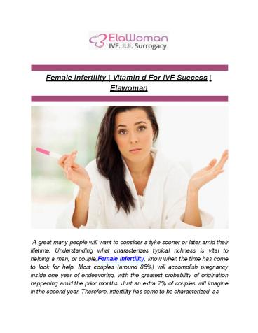 Female Infertility | Vitamin d For IVF Success | Elawoman