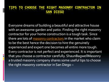 Tips to choose the right Masonry Contractor in San Diego