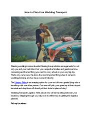 How to Plan Your Wedding Transport