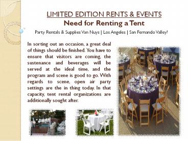 Need for Renting a Tent