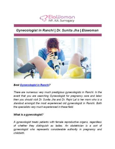 Gynecologist in Ranchi | Dr. Sunita Jha | Elawoman